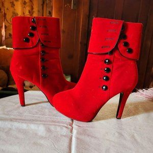 Red high heel boots